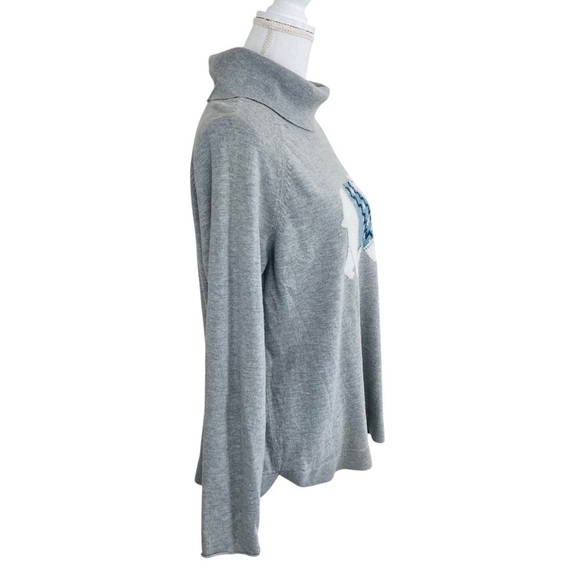 J. Jill Polar Bear Cowl Neck Sweater Gray Size Medium - Picture 6 of 15